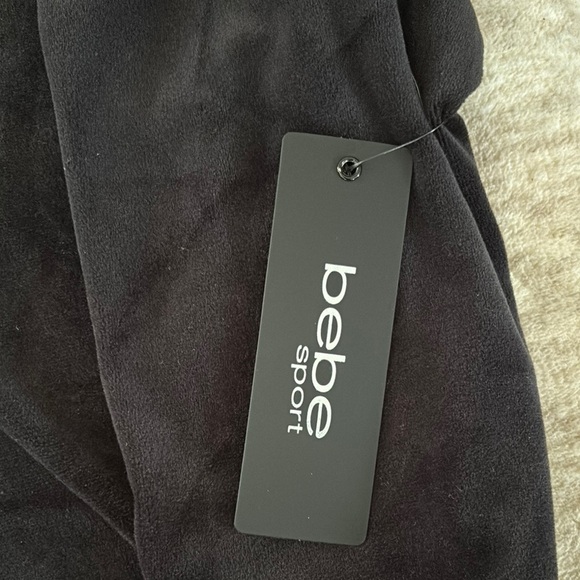 Bebe Black Velvet Hoodie Sweatshirt with Pullover Style - Picture 7 of 8